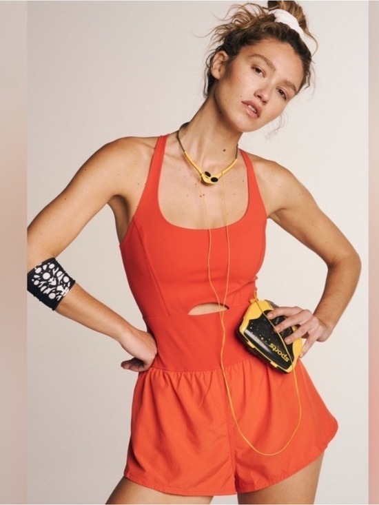 FP Movement by Free People Pants - Free Movement x Free People Righteous Runsie in Flame Orange 45465 Size Large